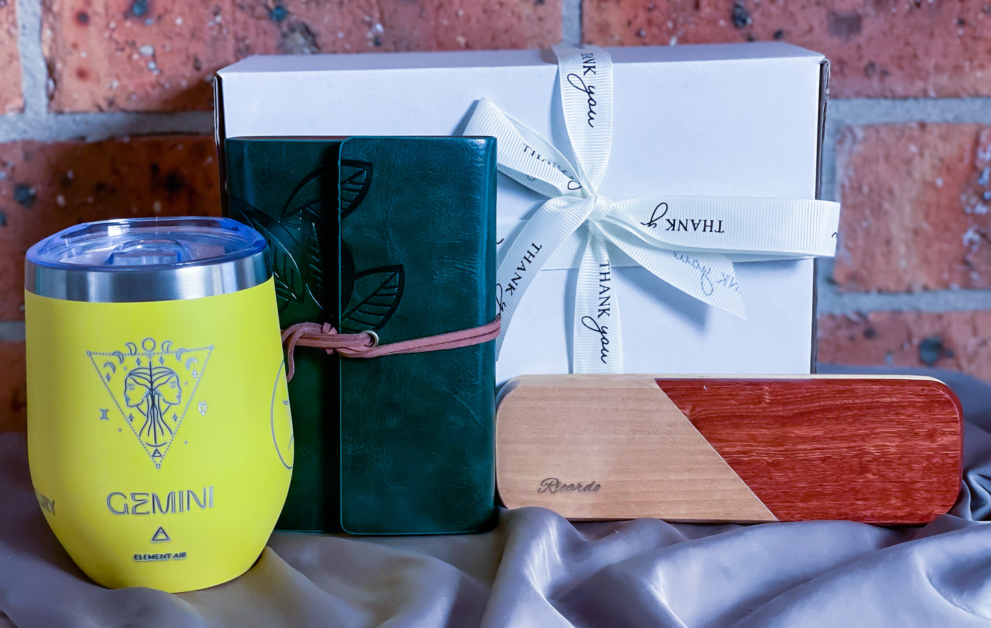 Personalized as per your Zodiac - Engraved Wine Tumbler, Travel Journal, Wooden case with pen