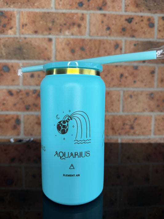 Aquarius tumbler, Aquarius gift, engraved travel mug, turquoise tumbler, astrology gifts, personalized zodiac cup.