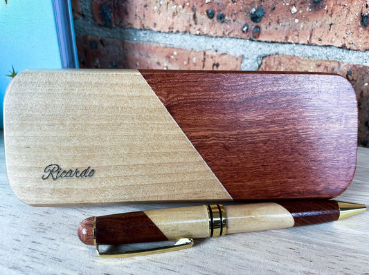 Elegant personalised wooden Pen & pen holder
