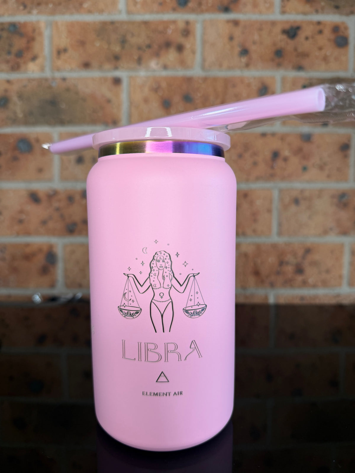 Libra tumbler, pink tumbler, Libra gift, engraved astrology cup, zodiac drinkware, personalized stainless steel tumbler.