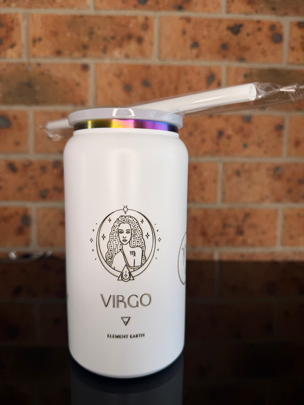 Virgo tumbler, Virgo gift, white insulated tumbler, engraved zodiac cup, astrology gifts Australia, personalized travel mug.
