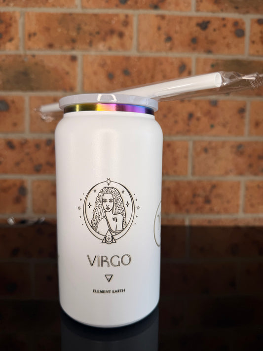 Virgo tumbler, Virgo gift, white insulated tumbler, engraved zodiac cup, astrology gifts Australia, personalized travel mug.